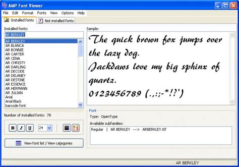 AMP Font Viewer for Windows
