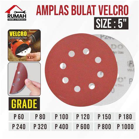 AMPLAS BULAT VELCRO / PEREKAT 5" 5 INCH / AMPLAS KAYU … - raincitystudios.com