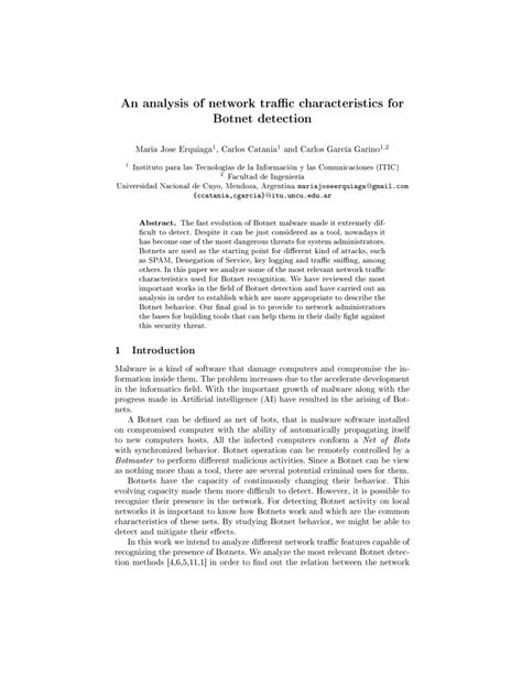 An analysis of network traffic characteristics for Botnet detection - coolestguyplanet.net