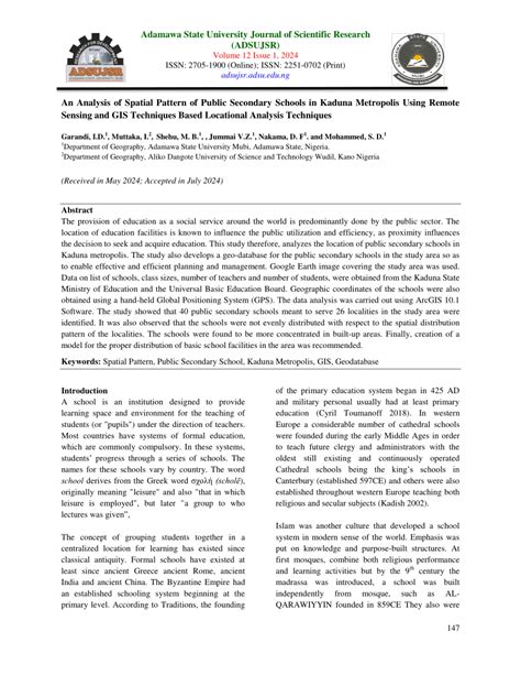 An Analysis of the Spatial Pattern of Secondary Schools in ... - IRJAES - wintechmobiles.com