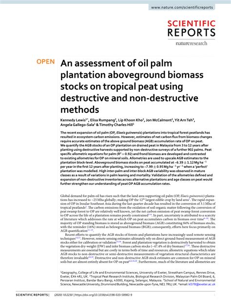 An assessment of oil palm plantation aboveground biomass stocks on ... - wintechmobiles.com