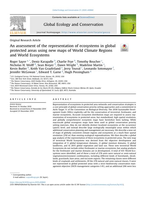 An assessment of the representation of ecosystems in global protected ... - wintechmobiles.com