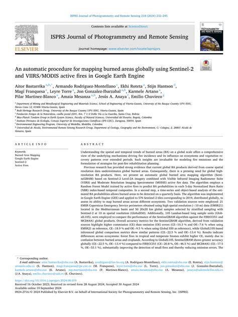 An automatic procedure for mapping burned areas ... - ScienceDirect - wintechmobiles.com