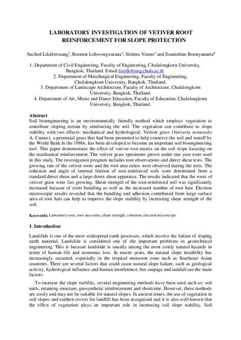 An experimental investigation on the effect of vetiver grass root ... - raincitystudios.com