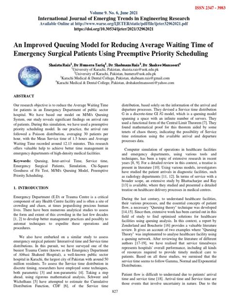 An Improved Queuing Model for Reducing Average Waiting Time of ... - wintechmobiles.com
