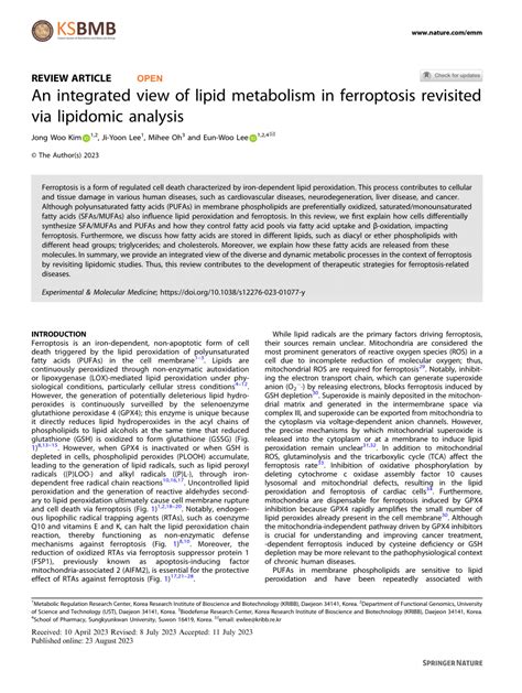 An integrated view of lipid metabolism in ferroptosis revisited via ... - muktibox.com