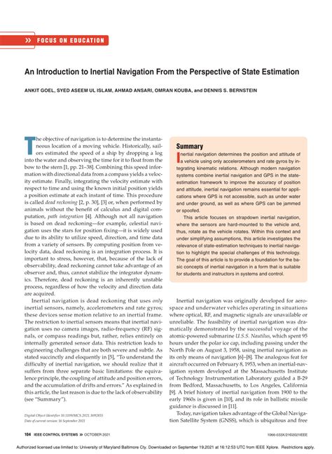 An Introduction to Inertial Navigation From the Perspective of State ... - wintechmobiles.com