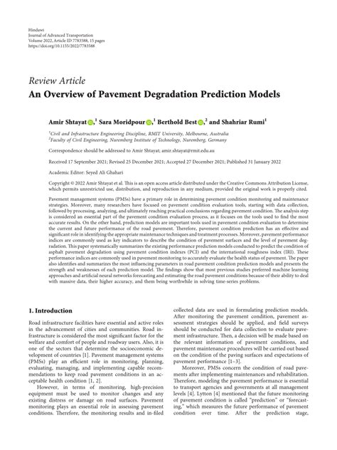 An Overview of Pavement Degradation Prediction Models - coolestguyplanet.net