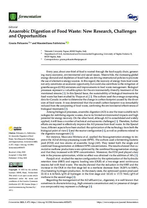 Anaerobic Digestion of Food Waste: New Research, Challenges and ... - raincitystudios.com