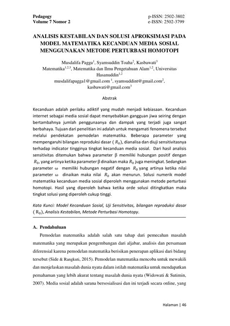 Analisis dan Simulasi Model Matematika untuk Kehidupan Sosial dan ... - muktibox.com