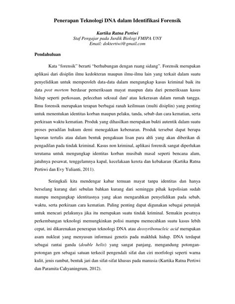 Analisis DNA dalam Forensik Modern | PDF | Sains - muktibox.com