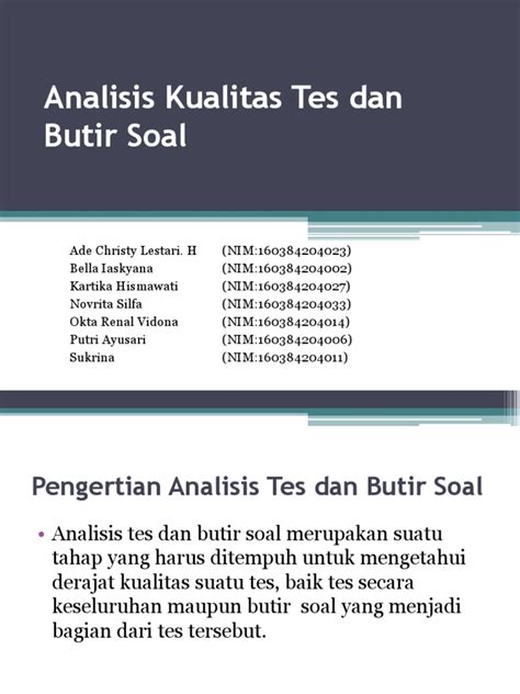 Analisis Kualitas Tes dan Butir Soal | PDF - Scribd - wintechmobiles.com