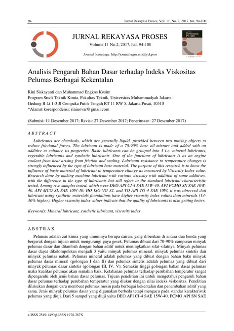 Analisis Pengaruh Bahan Dasar terhadap Indeks Viskositas Pelumas ... - wintechmobiles.com
