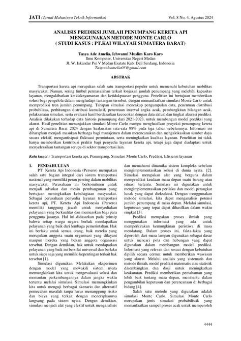 ANALISIS PREDIKSI JUMLAH PENUMPANG KERETA API MENGGUNAKAN METODE MONTE ... - wintechmobiles.com