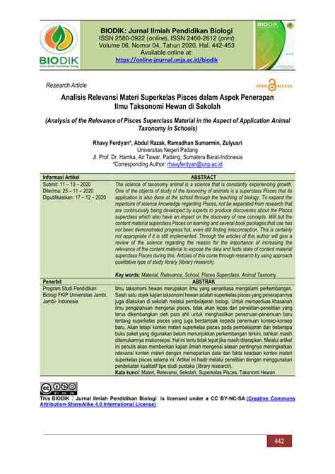Analisis Relevansi Materi Superkelas Pisces dalam Aspek ... - UNJA - muktibox.com