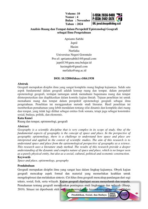 Analisis Ruang dan Tempat dalam Perspektif Epistemologi Geografi ... - wintechmobiles.com