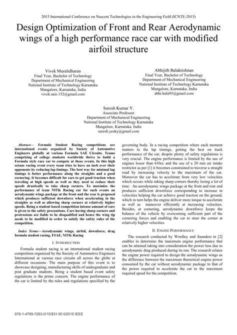 Analysis and Optimization of Aerodynamic Performance of Race Car Rear ... - raincitystudios.com