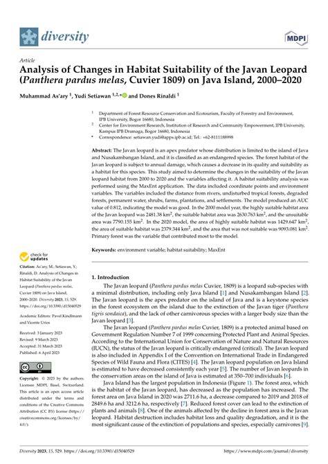 Analysis of Changes in Habitat Suitability of the Javan Leopard ... - raincitystudios.com