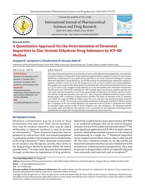 Analysis of Elemental Impurities in Magnesium Orotate Dihydrate Drug ... - wintechmobiles.com
