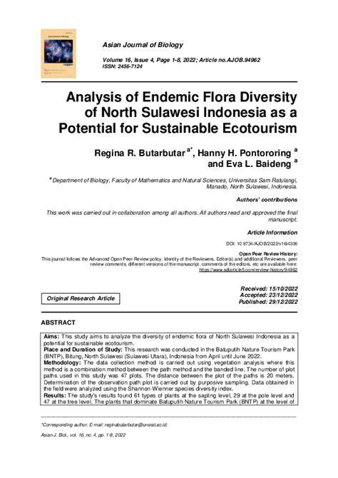 Analysis of Endemic Flora Diversity of North Sulawesi Indonesia as a ... - raincitystudios.com