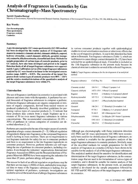 Analysis of fragrances in cosmetics by gas chromatography–mass ... - wintechmobiles.com