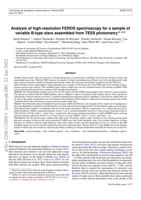 Analysis of high-resolution FEROS spectroscopy for a sample of … - wintechmobiles.com