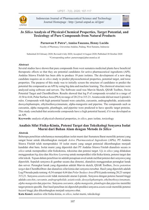 Analysis of Physical-Chemical Properties, Target Potential, and ... - wintechmobiles.com