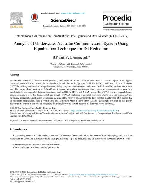 Analysis of Underwater Acoustic Communication System Using Equalization ... - raincitystudios.com