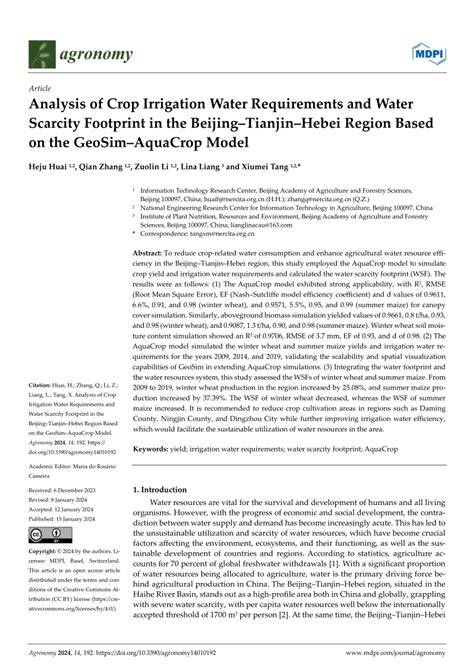 Analysis Of Water Requirements For Irrigation Of … - raincitystudios.com