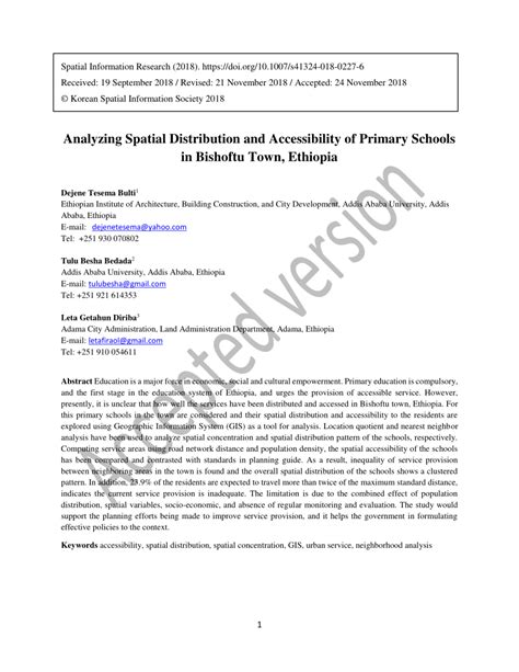 Analyzing spatial distribution and accessibility of primary schools in ... - wintechmobiles.com