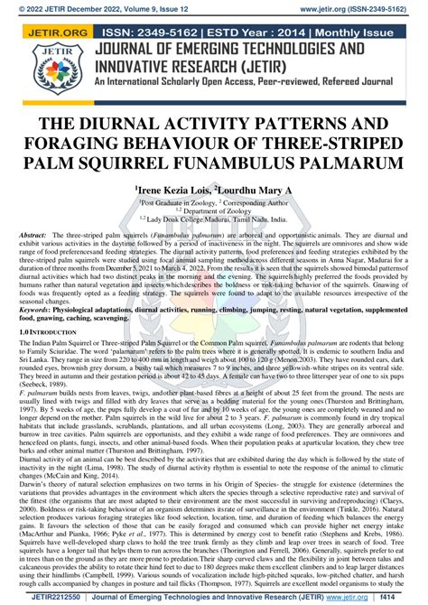 Analyzing the Diurnal Activity and Foraging Behavior of Three ... - JETIR - muktibox.com