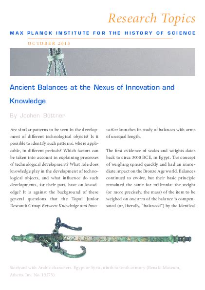 Ancient Balances at the Nexus of Innovation and Knowledge | MPIWG - wintechmobiles.com