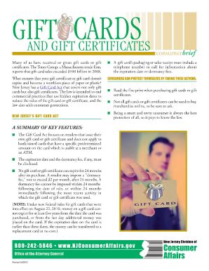 AND GIFT CERTIFICATES - New Jersey Division of Consumer …