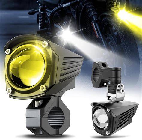 Andride Pair Motorcycle LED Auxiliary Lights Flood White Yellow LED Fog ... - raincitystudios.com