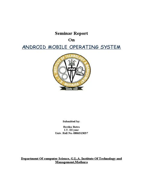 ANDROID Operating System Seminar Report