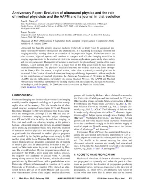 Anniversary Paper: Evolution of ultrasound physics and the role of ... - wintechmobiles.com