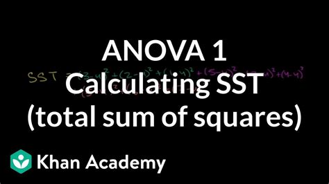 ANOVA 1: Calculating SST (total sum of squares) - Khan …