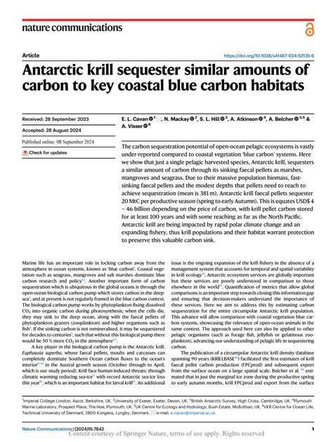 Antarctic krill sequester similar amounts of carbon to key ... - Nature - raincitystudios.com