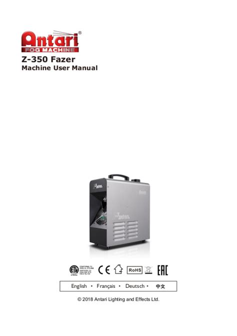 ANTARI Z-350 FAZER USER MANUAL Pdf Download ManualsLib