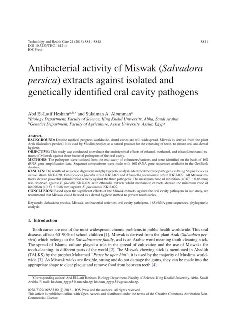 Antibacterial activity of Miswak - ScienceDirect - wintechmobiles.com