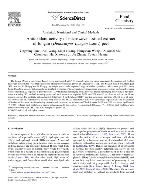 Antioxidant activity of microwave-assisted extract of longan ... - raincitystudios.com