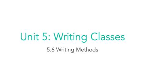 AP CS A 5.6 Writing Methods YouTube