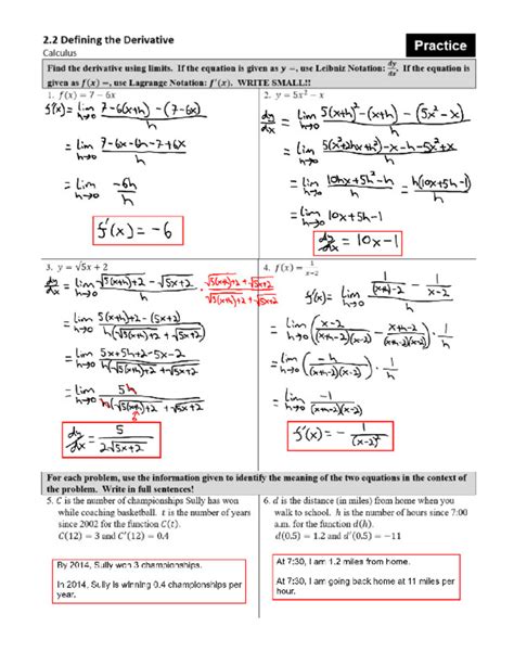 AP Calc AB Unit 2 Differentiation Definition and Basic Derivative