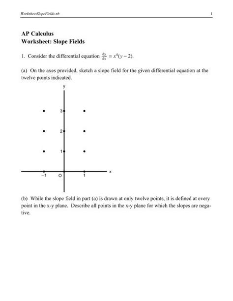 AP Calculus Worksheet Slope Fields Worksheets Library