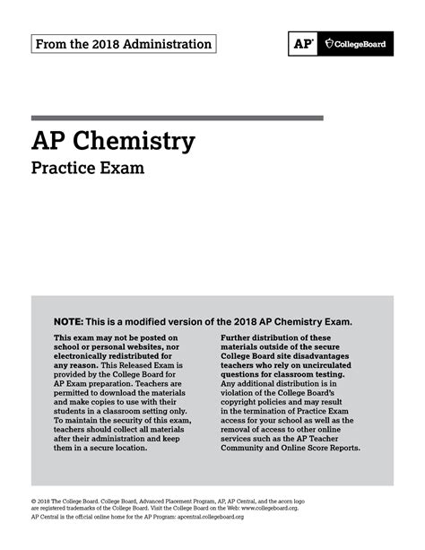 AP Chemistry Notes AP Practice Exams