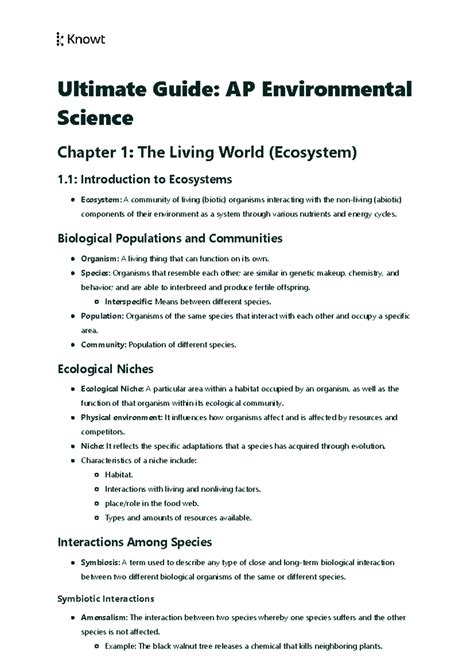 AP Environmental Science Chapter 1 Notes Experiment Hypothesis
