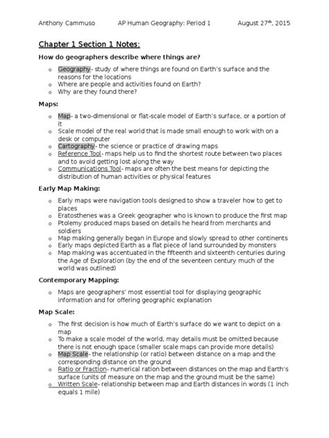 AP Human Geography Notes Chapter 1 Section 1 Longitude Map