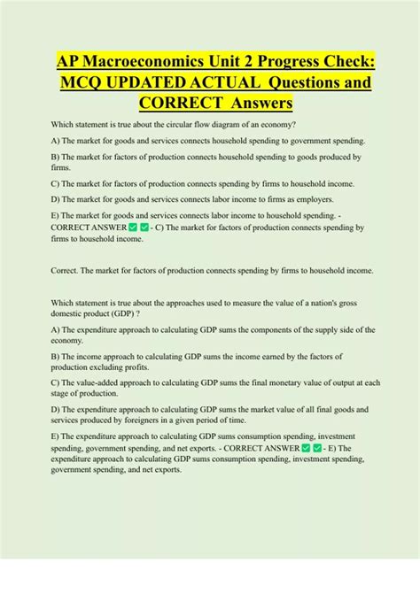 AP Macroeconomics Unit 2 Progress Check MCQ UPDATED ACTUAL Questions