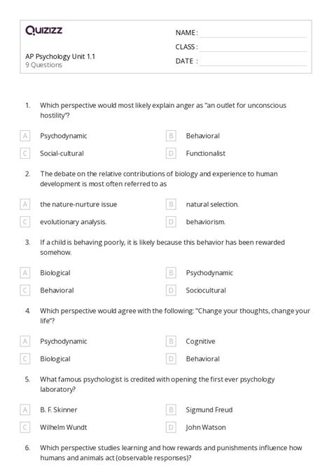 AP Psychology Review 1- Treat Psychology Quiz - Quizizz