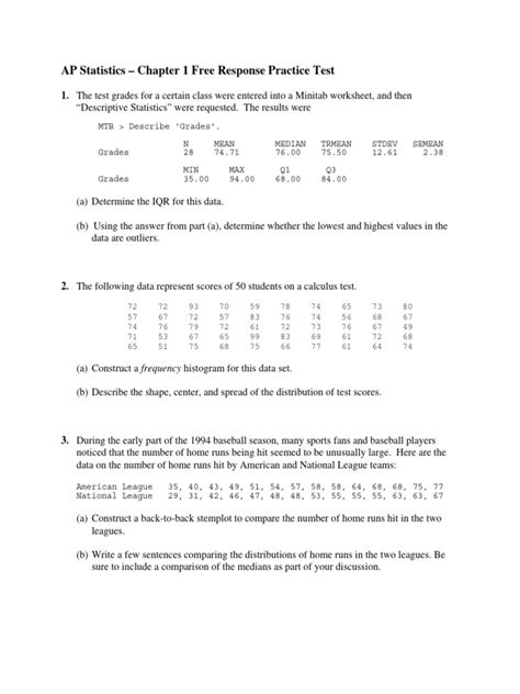 AP Stats Practice ch1 PDF Probability And Statistics Statistics